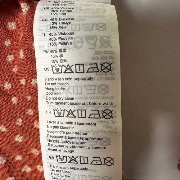 Billabong “Flirt For It” Paperbag Shorts — XL — Henna Rust Dots, Tie-Front - Picture 9 of 15